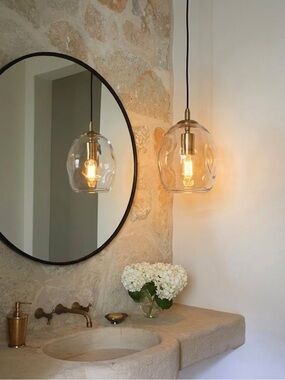 Gold & Glass Pendant Light Modern Industrial Ambient Lighting
